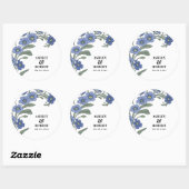 Periwinkle Blue Modern Floral Wedding Ronde Sticker (Vel)