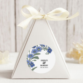 Periwinkle Blue Modern Floral Wedding Ronde Sticker