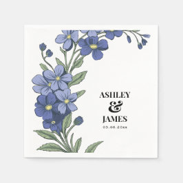 Periwinkle Blue Modern Floral Wedding Servet