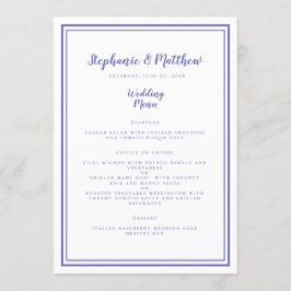 Periwinkle Blue Modern Simple Wedding Framed Chic Menu