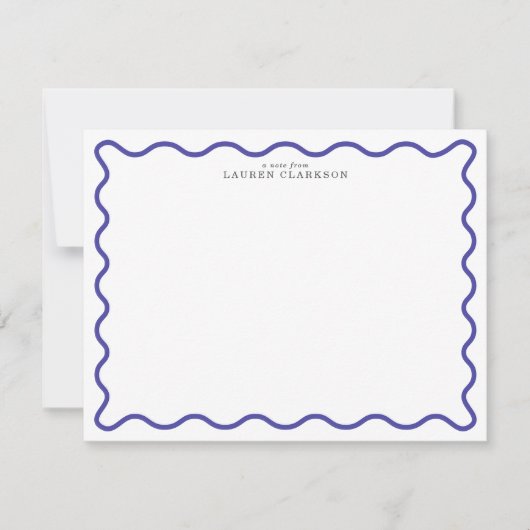 Periwinkle Blue Modern Wavy Border Note card Kaart (Voorkant)