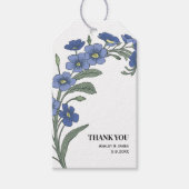 Periwinkle Blue Moderne Bloemen Huwelijk Dank u Cadeaulabel (Voorkant)
