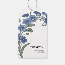 Periwinkle Blue Moderne Bloemen Huwelijk Dank u Cadeaulabel