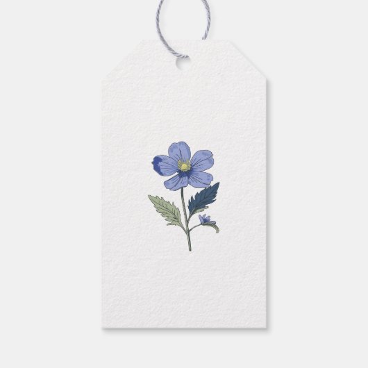 Periwinkle Blue Moderne Bloemen Huwelijk Dank u Cadeaulabel (Achterkant)