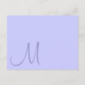 Periwinkle Blue Monogram Weddenschap Uitnodiging Briefkaart (Achterkant)