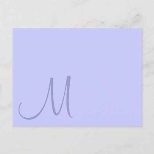 Periwinkle Blue Monogram Weddenschap Uitnodiging Briefkaart (Achterkant)