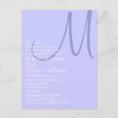 Periwinkle Blue Monogram Weddenschap Uitnodiging Briefkaart (Voorkant)