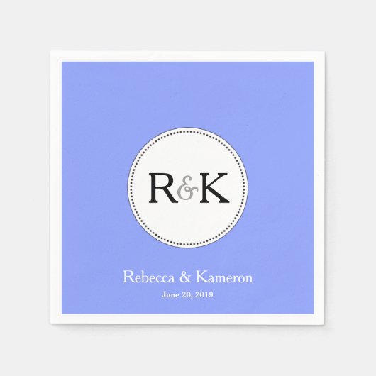Periwinkle Blue Monogrammed Wedding Servetten (Voorkant)