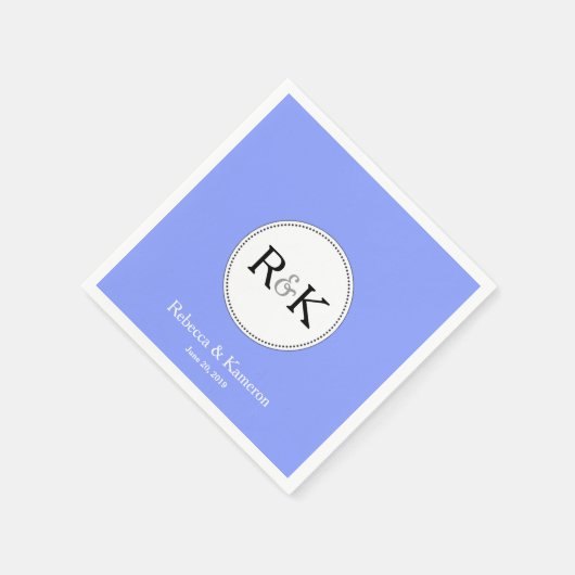 Periwinkle Blue Monogrammed Wedding Servetten (Hoek)