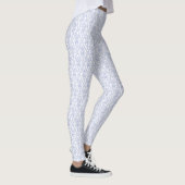 Periwinkle Blue op White Floral Diamond Pattern Leggings (Rechts)