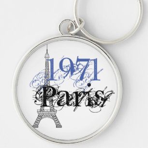Periwinkle Blue Paris Eiffeltoren 50th Birthday Sleutelhanger