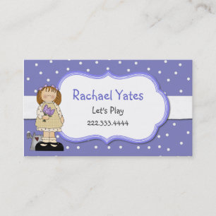 Periwinkle Blue Polka Dot Girl's Play Date Card Contactkaartje