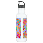 Periwinkle Blue Quilt Block Art Waterfles (Achterkant)