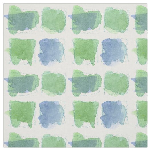 Periwinkle Blue Sage Green Squares Waterverf Stof (Swatch)