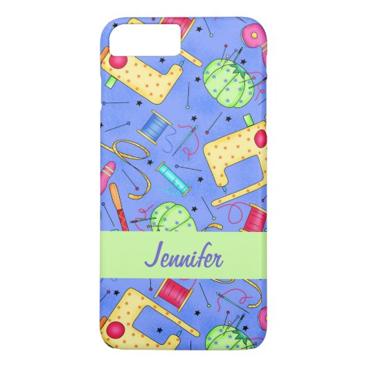 Periwinkle Blue Sewing Notions Name Persoonlijk Case-Mate iPhone Case (Achterkant)