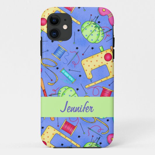 Periwinkle Blue Sewing Notions Name Persoonlijk Case-Mate iPhone Case (Achterkant)