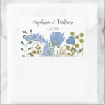 Periwinkle Blue Spring Floral Personalized Wedding Rechthoekige Sticker<br><div class="desc">Decorate party gunsten en andere trouwbenodigdheden met deze stickers. Ze zijn klaar om gepersonaliseerd te worden met de namen van de bruid en de bruidegom en hun trouwdatum en hebben een eenvoudige en luchtige illustratie van periwinkle blauwe bloemen met groene accenten.</div>