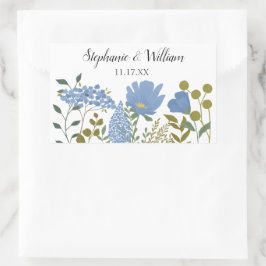 Periwinkle Blue Spring Floral Personalized Wedding Rechthoekige Sticker