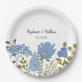 Periwinkle Blue Spring Floral Wedding Specialized Papieren Bordje (Voorkant)