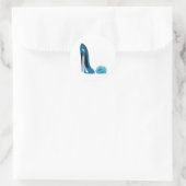 Periwinkle Blue Stiletto Schoen en Roos Ronde Sticker (Tas)