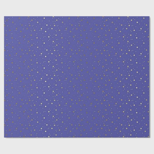 Periwinkle Blue Tiny Golden Stars Wrap Papier (Vlak)