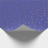 Periwinkle Blue Tiny Golden Stars Wrap Papier (Hoek)