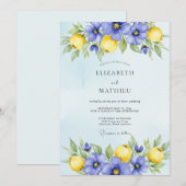Periwinkle Blue Vibrant Citrus Wedding Kaart (Voorkant / Achterkant)