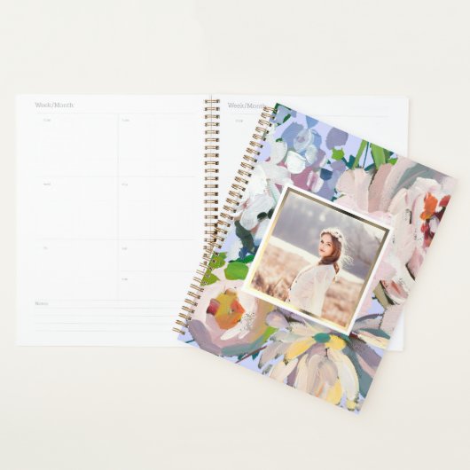  Periwinkle Blue Waterverf Floral Foto Planner (Display)