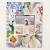  Periwinkle Blue Waterverf Floral Foto Planner (Voorkant)