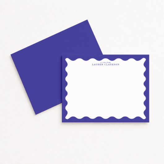 Periwinkle Blue Wavy Frame Note Card Kaart