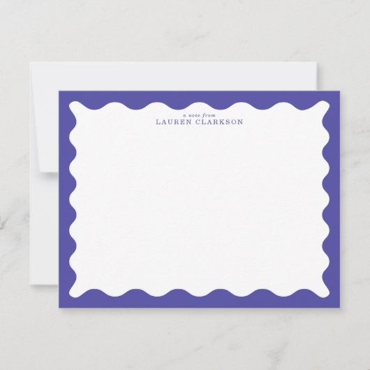 Periwinkle Blue Wavy Frame Note Card Kaart (Voorkant)