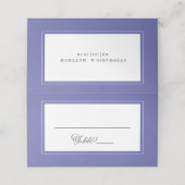 Periwinkle Blue Wedding Elegant Chic Border Modern Plaatskaartje (Buitenkant ongevouwen)