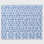 Periwinkle Blue White Floral Swirl Damask 2 Cadeaupapier (Vlak)