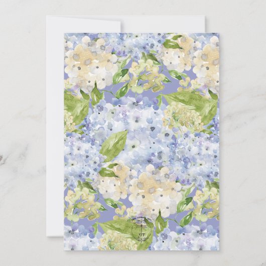 Periwinkle Blue White Hydrangea Flowers Invitation Kaart (Achterkant)