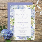 Periwinkle Blue White Hydrangea Flowers Invitation Kaart