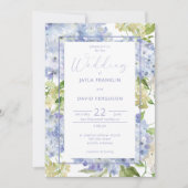 Periwinkle Blue White Hydrangea Flowers Invitation Kaart (Voorkant)