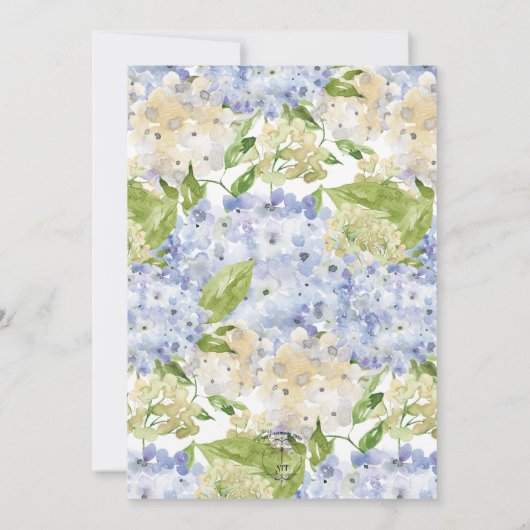 Periwinkle Blue White Hydrangea Flowers Invitation Kaart (Achterkant)