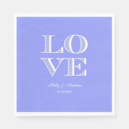 Periwinkle Blue, White LOVE Napkins Servetten