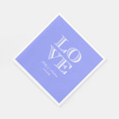 Periwinkle Blue, White LOVE Napkins Servetten (Hoek)