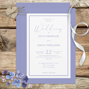 Periwinkle Blue White Modern Invitation Kaart