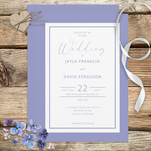 Periwinkle Blue White Modern Invitation Kaart