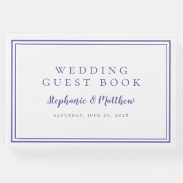 Periwinkle Blue & White Simple Minimalist Weddensc Gastenboek