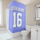 Periwinkle Blue White Sports Jersey Team Douchegordijn (In situ)