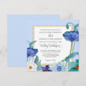 Periwinkle Blue White Waterverf Floral Poppy Leaf Kaart (Voorkant / Achterkant)