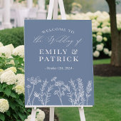 Periwinkle Blue Wildflower Wedding Welkomstbord Poster