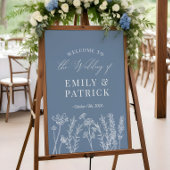 Periwinkle Blue Wildflower Wedding Welkomstbord Poster