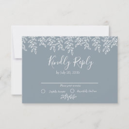Periwinkle Boho Botanical Elegant Wedding RSVP Kaartje