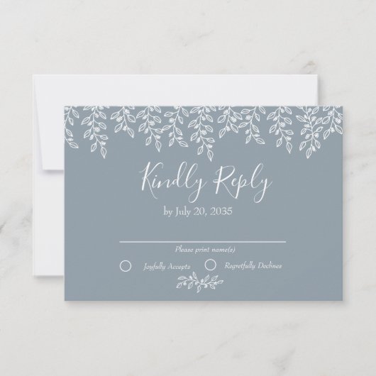 Periwinkle Boho Botanical Elegant Wedding RSVP Kaartje (Voorkant)