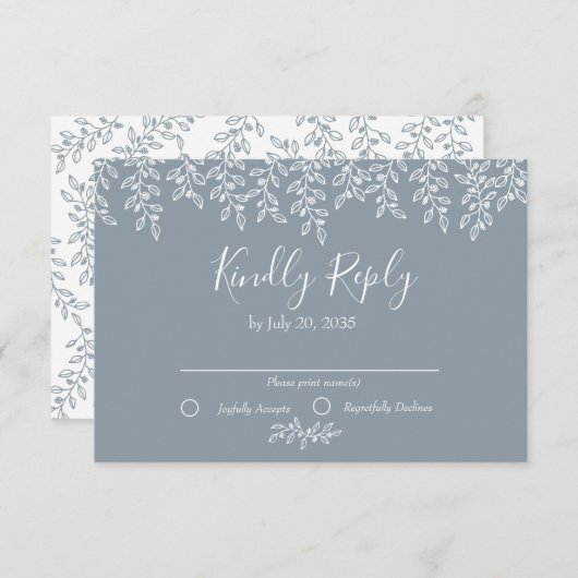 Periwinkle Boho Botanical Elegant Wedding RSVP Kaartje (Voorkant / Achterkant)