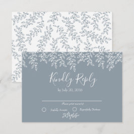 Periwinkle Boho Botanical Elegant Wedding RSVP Kaartje